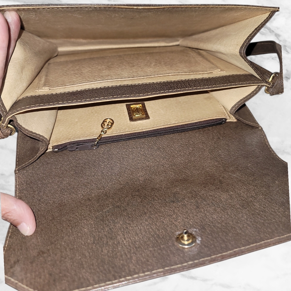 GUCCI VTG 70's Brown Leather Flap Accordian Style Shoulder Bag Rehab W/COA - Picture 12 of 15